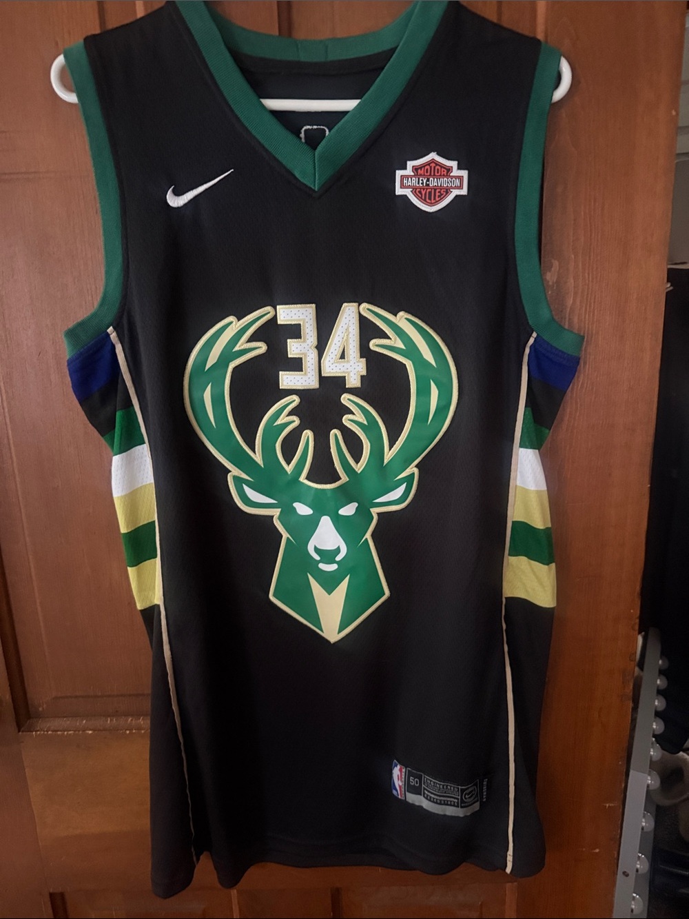 Nike Black and Green Milwaukee Bucks #34 Basketball Jersey